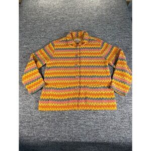 Anii By Natural Cardigan Sweater Womens Large Multicolor Zig Zag Print Cotton